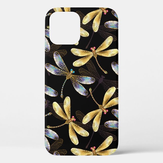 Seamless Pattern with Golden Dragonflies Case-Mate iPhone Case (Back)