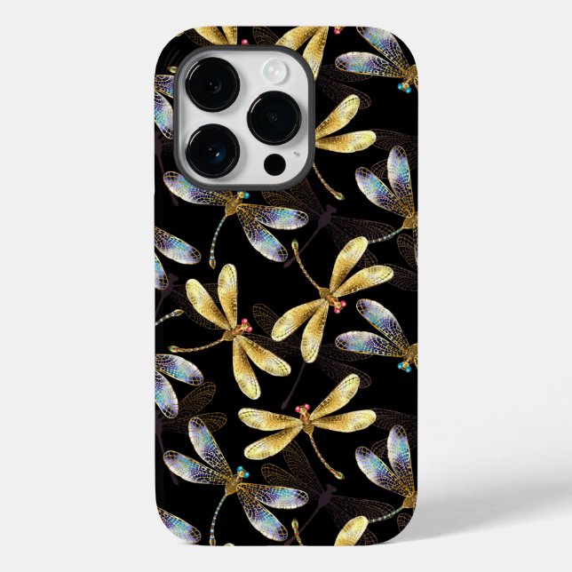 Seamless Pattern with Golden Dragonflies Case-Mate iPhone Case (Back)