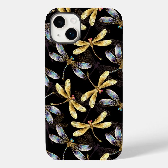 Seamless Pattern with Golden Dragonflies Case-Mate iPhone Case (Back)
