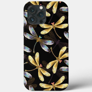 Seamless Pattern with Golden Dragonflies iPhone 13 Pro Max Case
