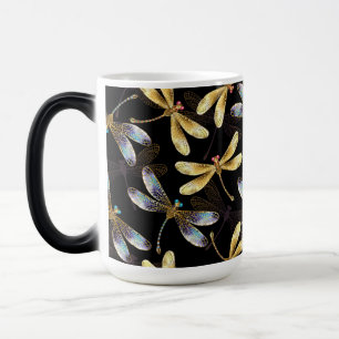 Seamless Pattern with Golden Dragonflies Color Morph Mug