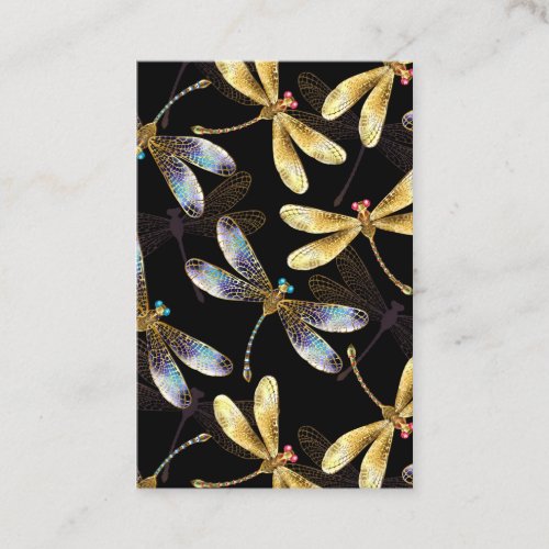 Seamless Pattern with Golden Dragonflies Discount Card