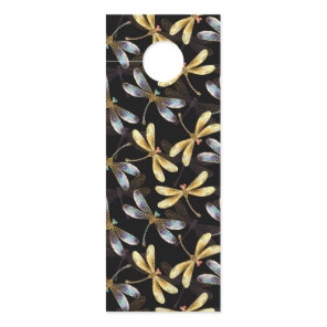 Seamless Pattern with Golden Dragonflies Door Hanger
