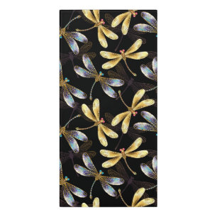 Seamless Pattern with Golden Dragonflies Door Sign