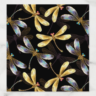Seamless Pattern with Golden Dragonflies Envelope Liner