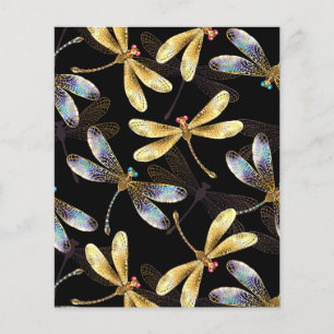 Seamless Pattern with Golden Dragonflies Flyer