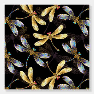 Seamless Pattern with Golden Dragonflies Foam Board