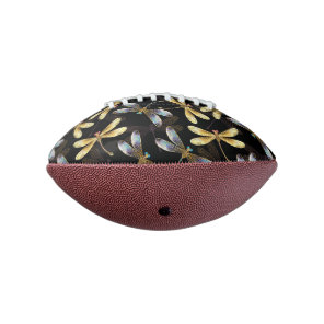 Seamless Pattern with Golden Dragonflies Football
