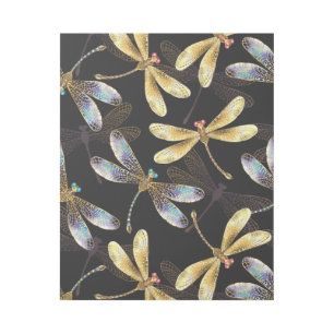 Seamless Pattern with Golden Dragonflies Gallery Wrap