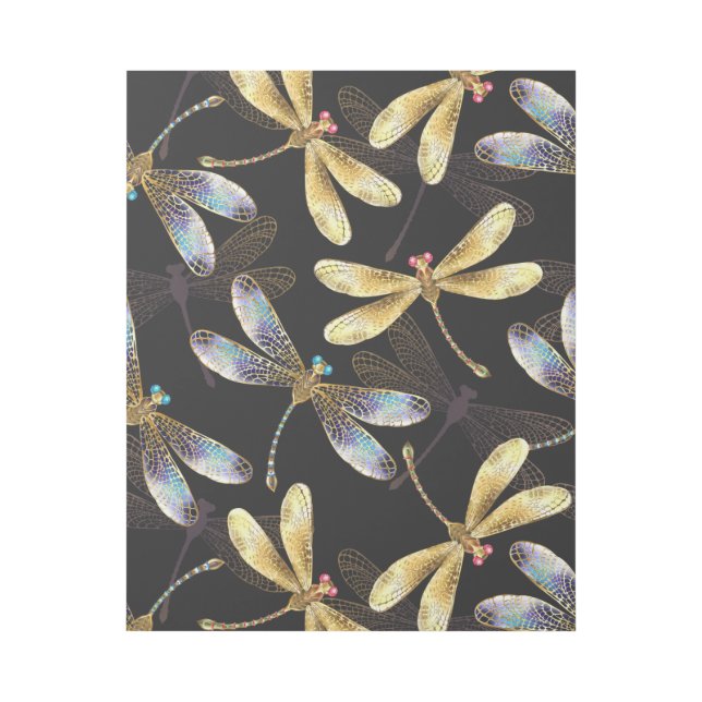 Seamless Pattern with Golden Dragonflies Gallery Wrap (Front)