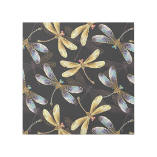 Seamless Pattern with Golden Dragonflies Gallery Wrap