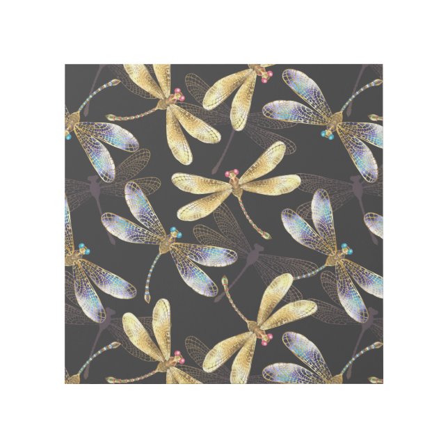 Seamless Pattern with Golden Dragonflies Gallery Wrap (Front)