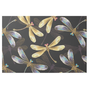 Seamless Pattern with Golden Dragonflies Gallery Wrap