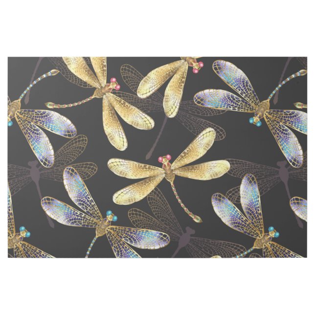 Seamless Pattern with Golden Dragonflies Gallery Wrap (Front)