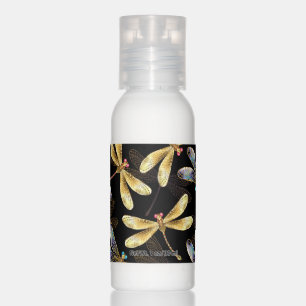 Seamless Pattern with Golden Dragonflies Hand Lotion