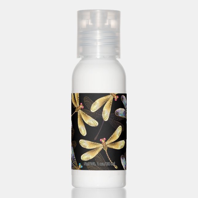 Seamless Pattern with Golden Dragonflies Hand Lotion (Front)