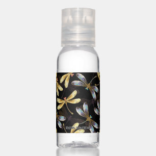 Seamless Pattern with Golden Dragonflies Hand Sanitizer