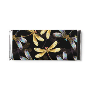 Seamless Pattern with Golden Dragonflies Hershey Bar Favors