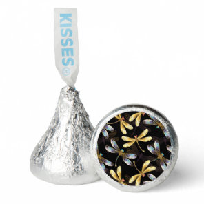 Seamless Pattern with Golden Dragonflies Hershey®'s Kisses®