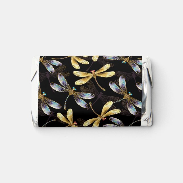 Seamless Pattern with Golden Dragonflies Hershey's Miniatures (Front)
