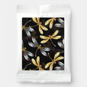 Seamless Pattern with Golden Dragonflies Hot Chocolate Drink Mix