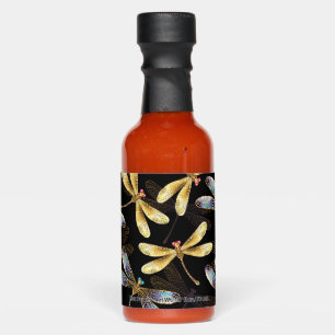 Seamless Pattern with Golden Dragonflies Hot Sauces