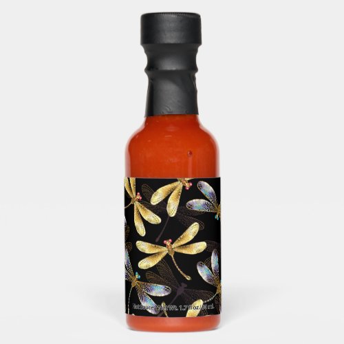 Seamless Pattern with Golden Dragonflies Hot Sauces