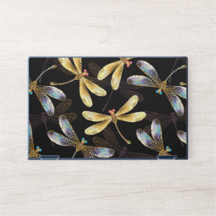 Seamless Pattern with Golden Dragonflies HP Laptop Skin