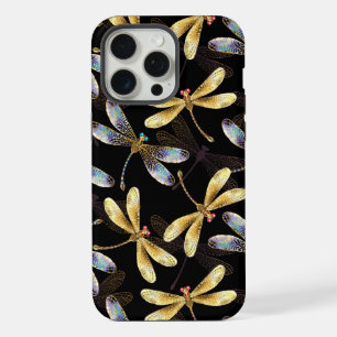 Seamless Pattern with Golden Dragonflies iPhone 15 Pro Max Case