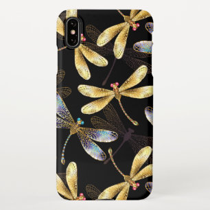 Seamless Pattern with Golden Dragonflies iPhone XS Max Case