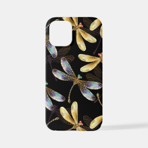 Seamless Pattern with Golden Dragonflies iPhone 12 Mini Case