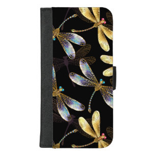 Seamless Pattern with Golden Dragonflies iPhone 8/7 Plus Wallet Case