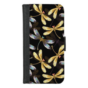 Seamless Pattern with Golden Dragonflies iPhone 8/7 Wallet Case