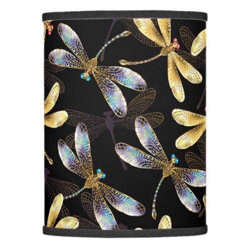 Seamless Pattern with Golden Dragonflies Lamp Shade