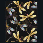 Seamless Pattern with Golden Dragonflies Letterhead<br><div class="desc">Seamless pattern with gold,  jewelry,  shiny dragonflies with detailed,  sparkling wings on black background. Gold dragonfly.</div>