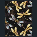 Seamless Pattern with Golden Dragonflies Letterhead<br><div class="desc">Seamless pattern with gold,  jewelry,  shiny dragonflies with detailed,  sparkling wings on black background. Gold dragonfly.</div>