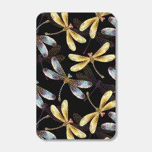 Seamless Pattern with Golden Dragonflies Matchboxes