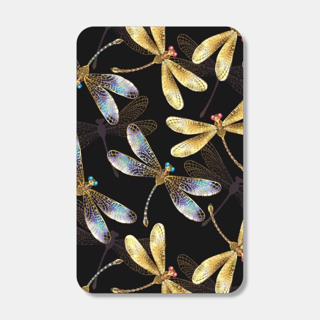 Seamless Pattern with Golden Dragonflies Matchboxes (Front)