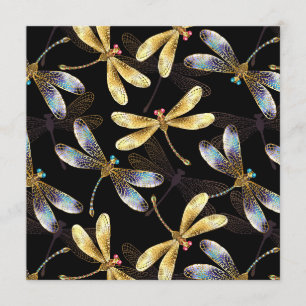 Seamless Pattern with Golden Dragonflies Menu