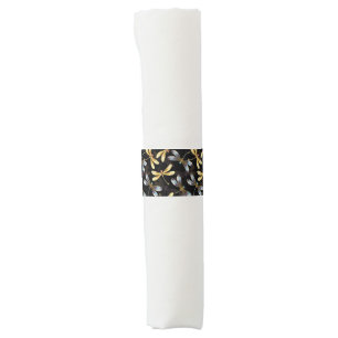 Seamless Pattern with Golden Dragonflies Napkin Bands