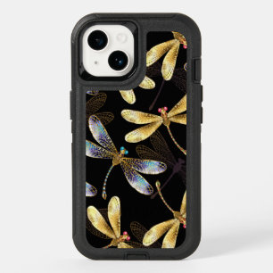 Seamless Pattern with Golden Dragonflies OtterBox iPhone 14 Case