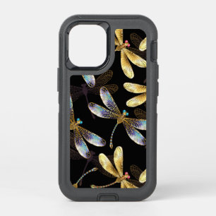 Seamless Pattern with Golden Dragonflies OtterBox Defender iPhone 12 Mini Case