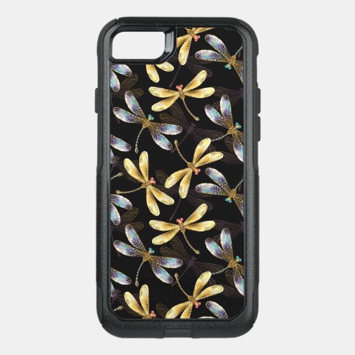 Seamless Pattern with Golden Dragonflies OtterBox Commuter iPhone SE87 Case