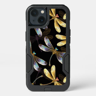 Seamless Pattern with Golden Dragonflies iPhone 13 Case