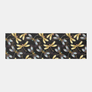Seamless Pattern with Golden Dragonflies Outdoor Rug