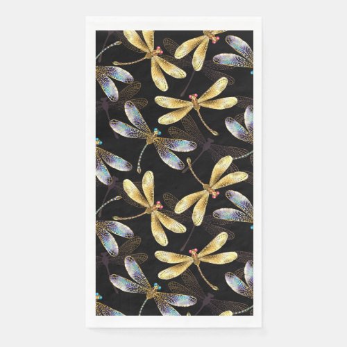 Seamless Pattern with Golden Dragonflies Paper Guest Towels