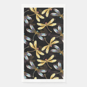 Seamless Pattern with Golden Dragonflies Paper Guest Towels