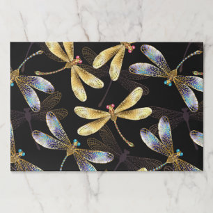 Seamless Pattern with Golden Dragonflies Paper Pad