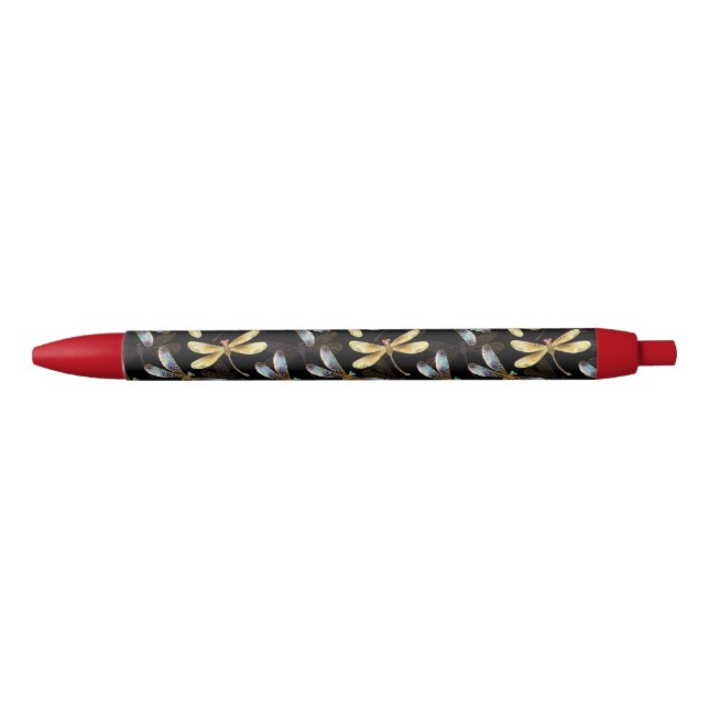 Seamless Pattern with Golden Dragonflies Pen (Front)
