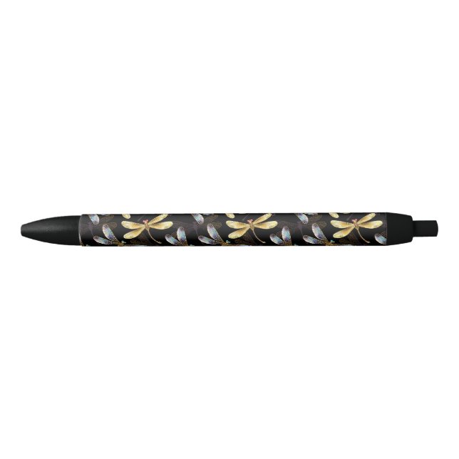 Seamless Pattern with Golden Dragonflies Pen (Front)